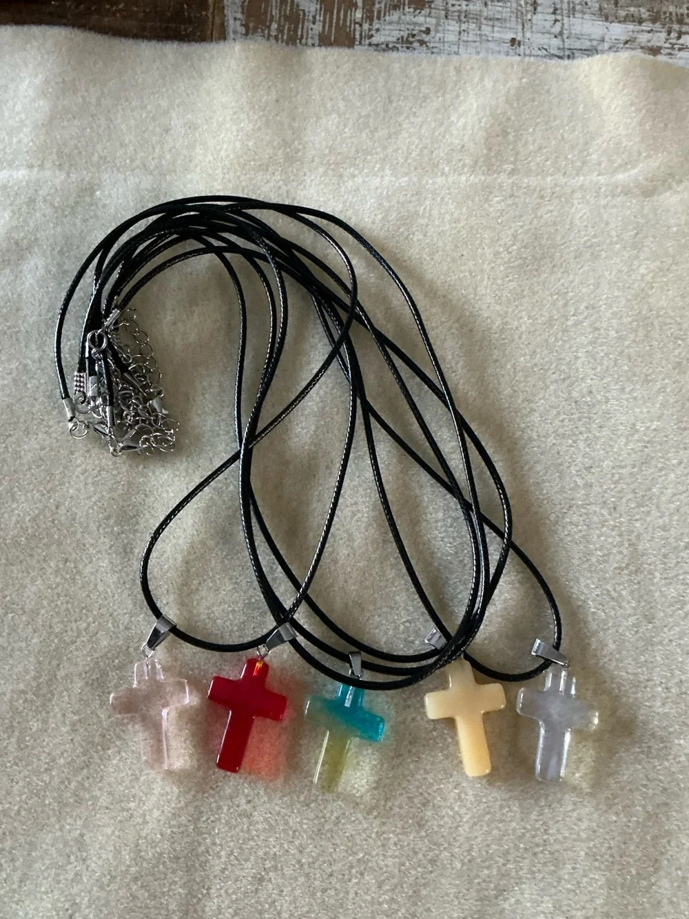 Colorful Cross Pendant Necklaces, set of 5